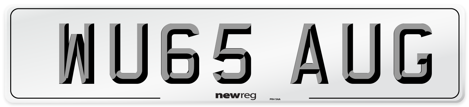 WU65 AUG Number Plate from New Reg